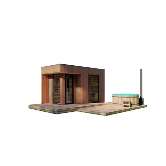 Модульна лазня 6х3м Панорама Gartensauna-11 Thermowood Production під ключ від виробника